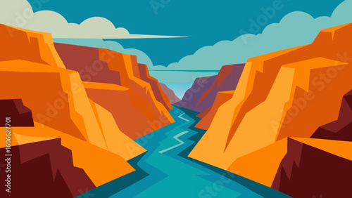 Majestic Dramatic Canyon Carved By Mighty River Natural Formation