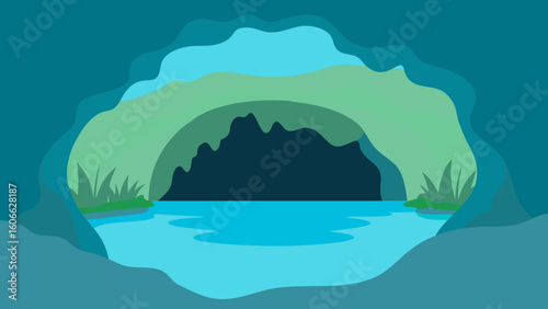 Serene Clear Spring Emerging From Limestone Cavern Pure Natural Flow