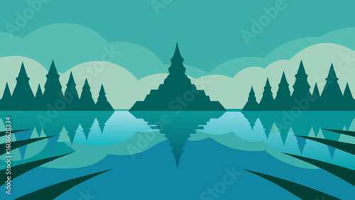 Gaze upon a serene landscape of flooded rice paddies in Southeast Asia