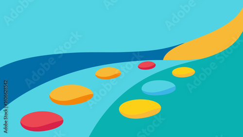 Observe a shallow clear stream flowing over a bed of colorful pebbles