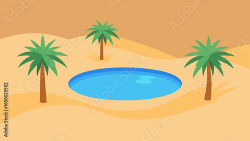 Discover a stark beautiful desert oasis centered around a calm pool