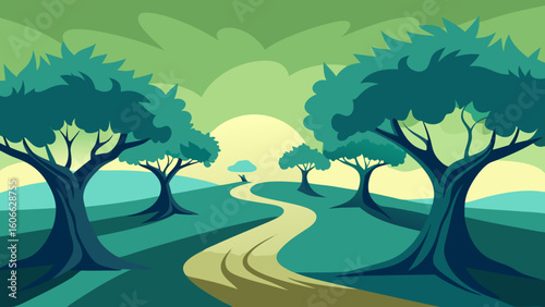 Wander through a beautiful sunlit olive grove with gnarled ancient trees