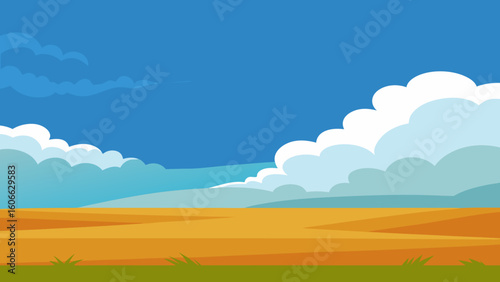 Gaze upon a vast open grassland under a sky filled with dramatic clouds