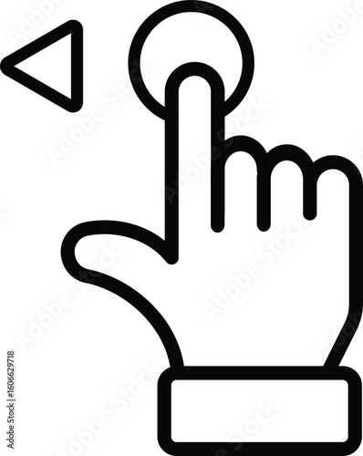 Hand Finger Swipe and Drag Left Line Icon, Touchscreen gesture line icon. Slide left arrow sign. Swipe action symbol. Linear style touchscreen gesture icon. Editable stroke. Vector
