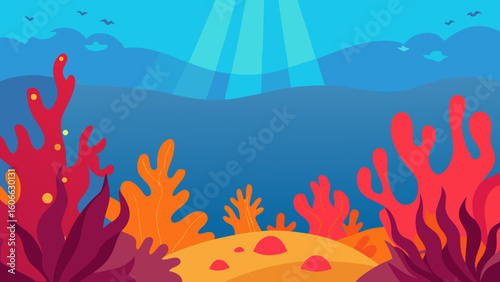 Dive into a vibrant sunlit coral garden just below the surface