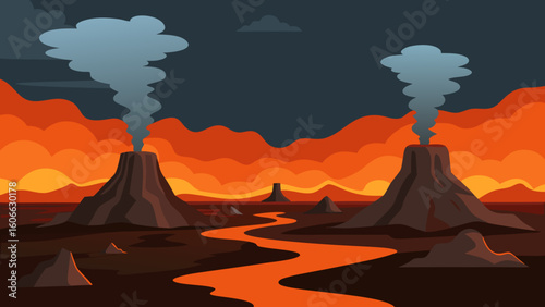 Discover a stark volcanic landscape with vast fields of black hardened lava