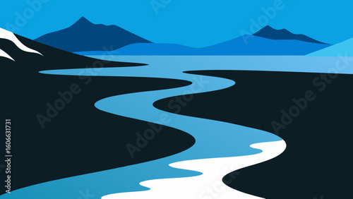 Observe the Stark Windswept Coastline with Glacial Rivers Flowing