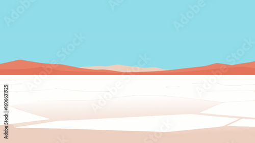 Witness the Vast Empty Expanse of a Dry Alkali Flat with Crystals