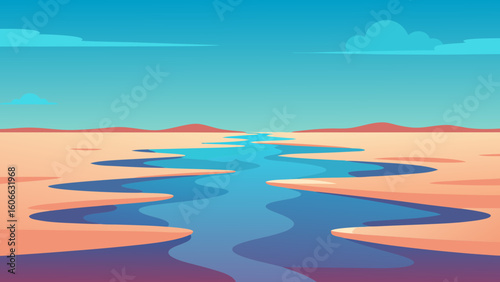 Observe the Vast Flat Expanse of a Flooded Delta with Shimmering Water