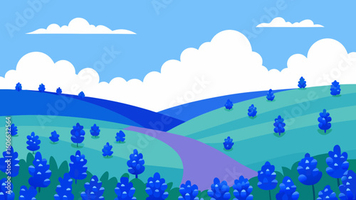 Admire a Field of Bluebonnets Covering a Gentle Slope in Texas