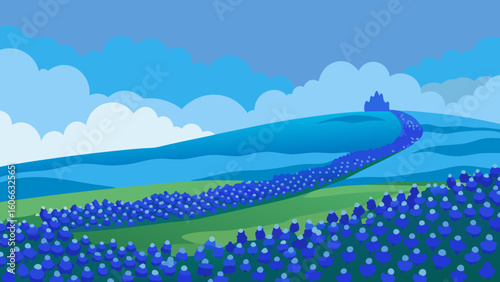 Admire a Field of Bluebonnets Covering a Gentle Slope in Texas