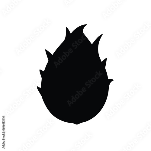 Silhouette of a Dragon Fruit with Spiky Skin Texture Vector Design