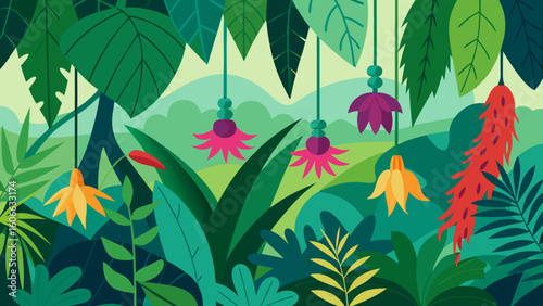 Explore a Lush Tropical Garden Filled with Giant Leaves and Flowers