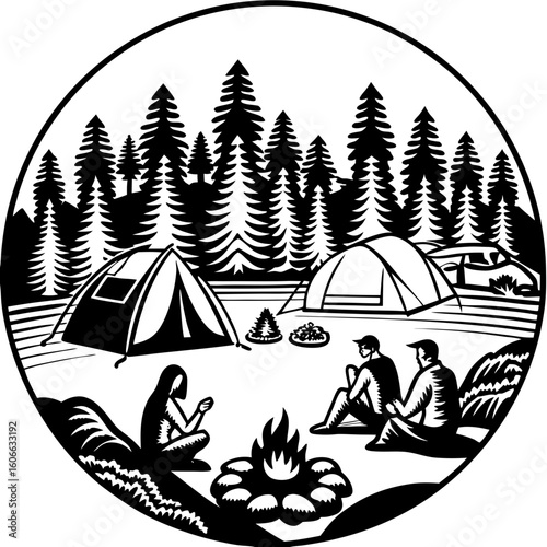 camp (linocut style)