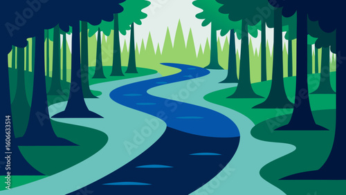 Witness a Peaceful River Winding Through a Dense Old Growth Forest