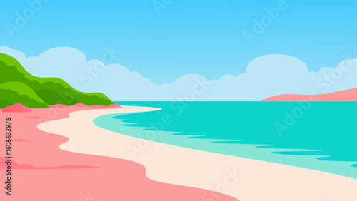Relax on a Quiet Secluded Beach with Pink Sand and Calm Turquoise Water
