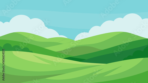 Behold a Rolling Landscape of Green Hills Beneath a Soft Overcast Sky