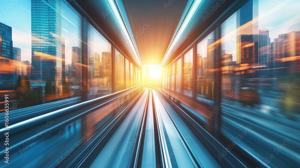 Fototapeta premium Futuristic city walkway