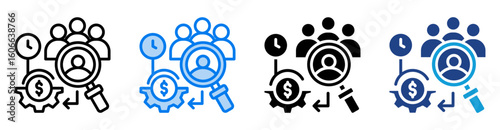 Recruitment icon set multiple style collection