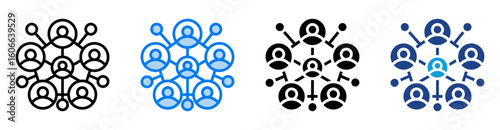 People network icon set multiple style collection