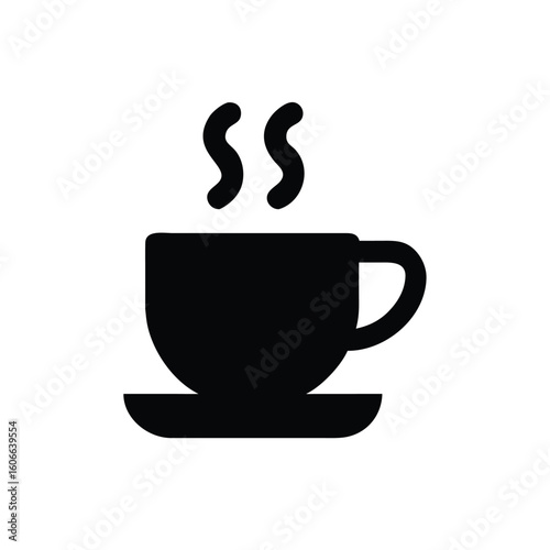 Elegant silhouette of an espresso cup with rising steam coffee design