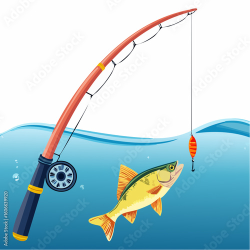vector illustration of a fishing rod