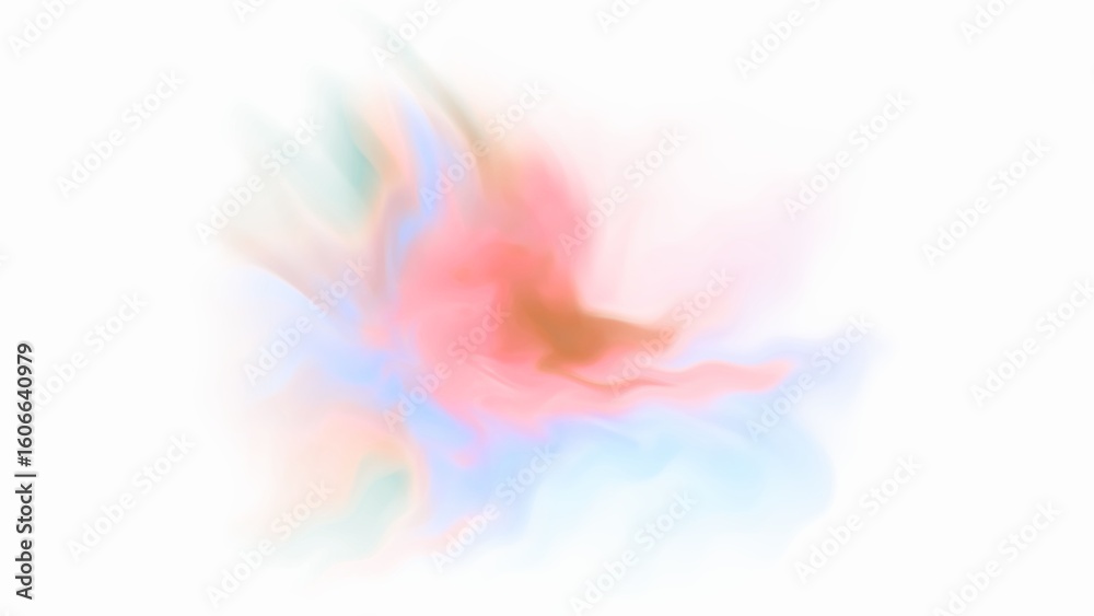 Obraz premium Colorful abstract smoke or ink cloud blending softly on a white background