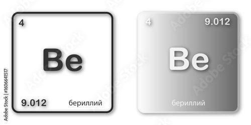 tavola periodica degli elementi - Berillio - formato vettoriale - Lingua Russa