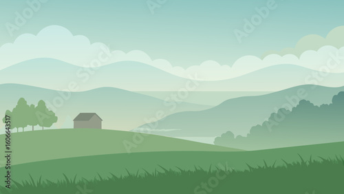 Foggy Morning in Countryside