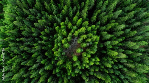 Aerial view of green forest trees woods nature landscape environment top