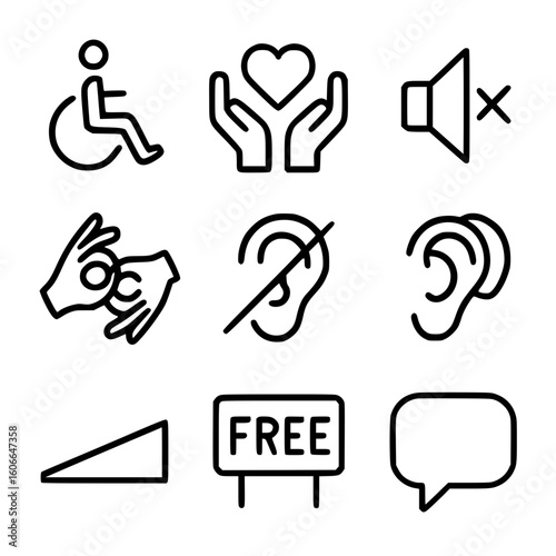 Accessibility and communication icon set