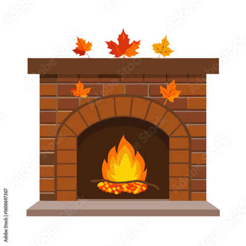 fireplace with burning logs