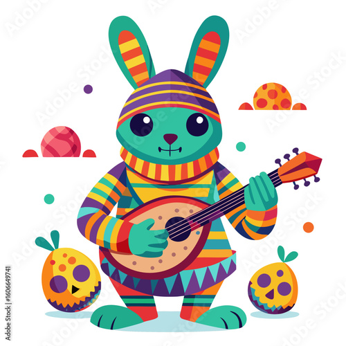 Whimsical bunny serenades with a joyful melody perfect for children's illustrations and festive occasions