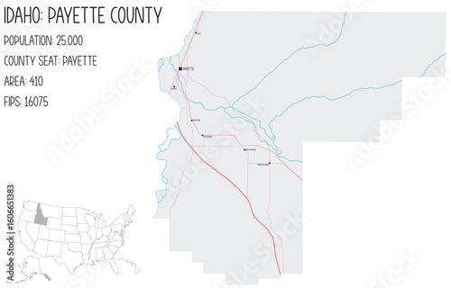 Large and detailed map of Payette County in Idaho, USA.
