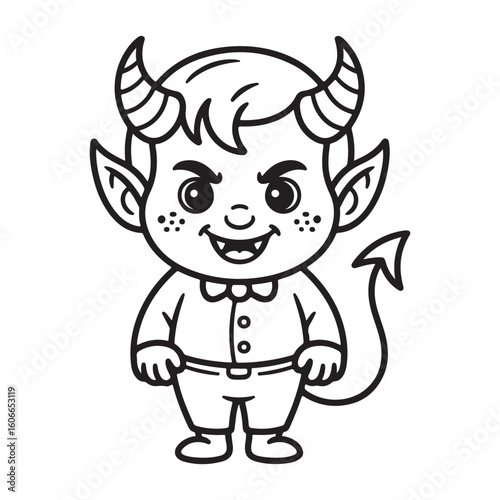 Cartoon devil character with horns and tail illustration