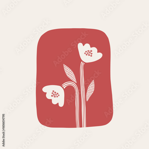 Two stylized flowers. Silhouette print.