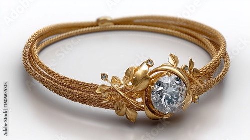 Exquisite gold bracelet adorned with a brilliant diamond for a touch of luxury