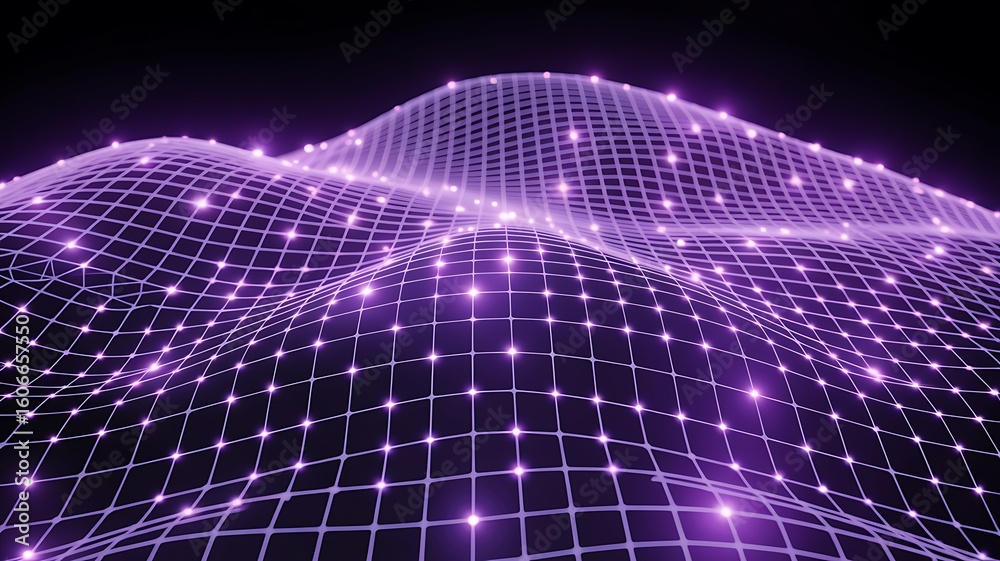 Naklejka premium Abstract blue technology background with flowing fractal lines, representing a dynamic grid in a virtual space