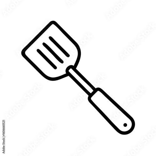Kitchen spatula with a flat design on white background  