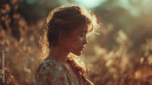 Young Woman in Golden Hour Light – Vintage Film Style Portrait