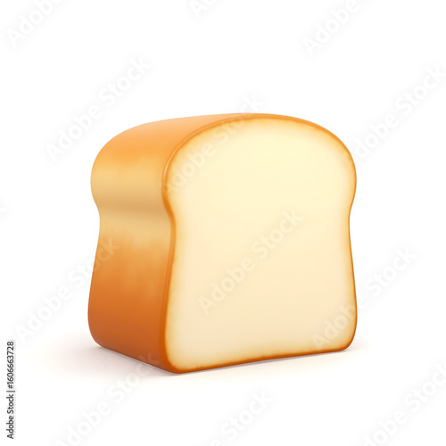 3D Mini Icon of a sliced loaf of white bread with soft texture and golden crust, perfect for breakfast posters, shown on a plain background