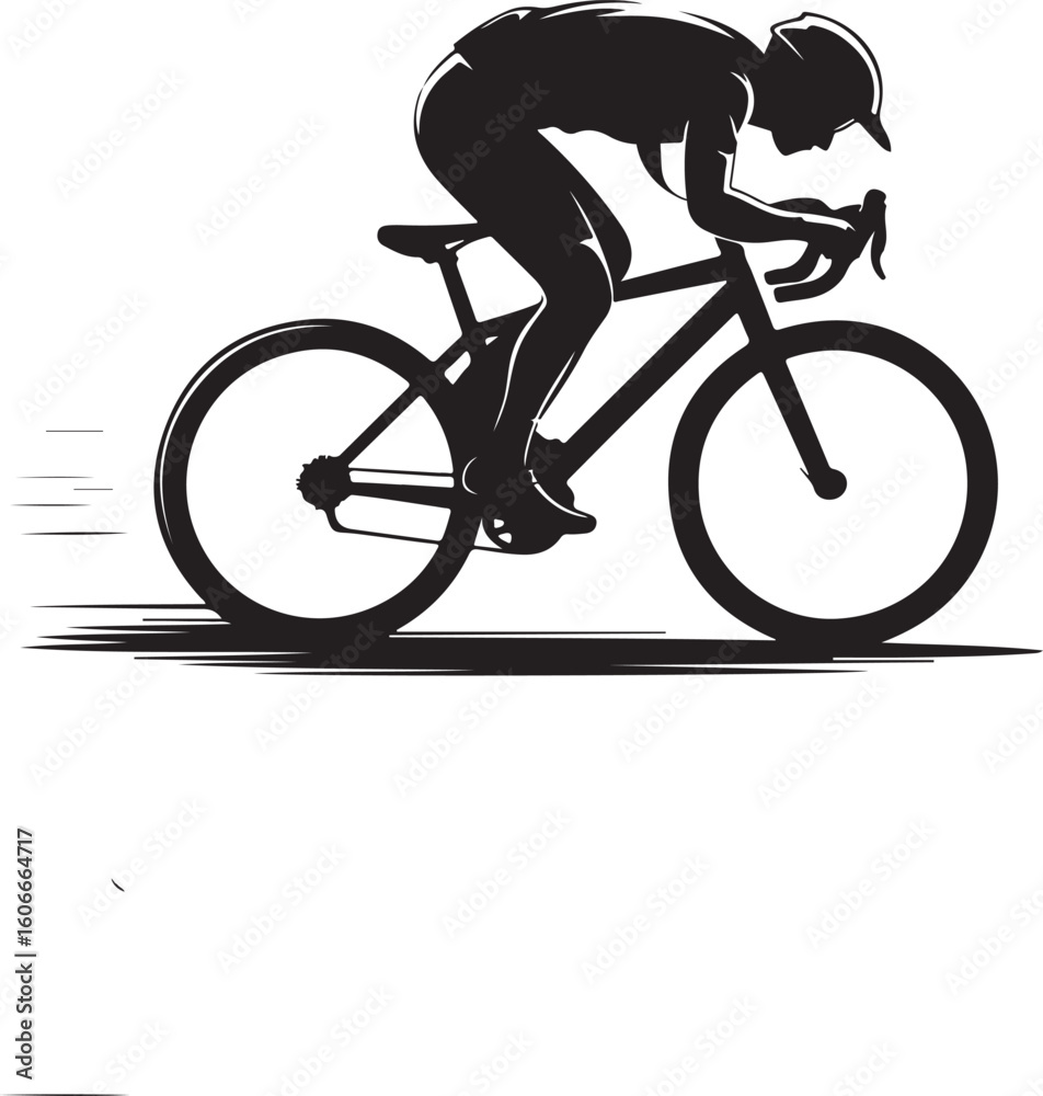 Fototapeta premium Bikers in Action Icon Set – Silhouette Vector Illustrations of Cyclists in Different Poses