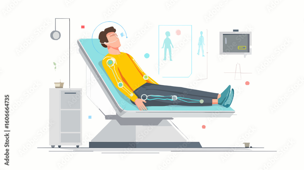 Fototapeta premium Vector Illustration of Augmented Reality Body Scan in a Minimal Medical Setting