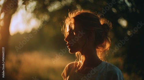 Young Woman in Golden Hour Light – Vintage Film Style Portrait