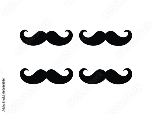 Four classic black handlebar mustaches arranged in a grid on a clean white background