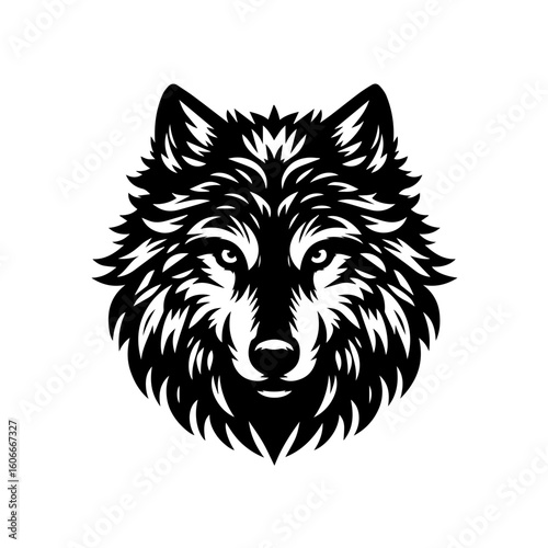 A majestic wolf head isolated on white background