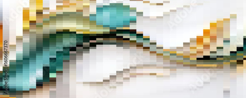 Pixel disintegration background. Decay effect. Dispersed dotted pattern. Concept of disintegration. Set pixel mosaic textures with simple square particles. Vector illustration on black background.