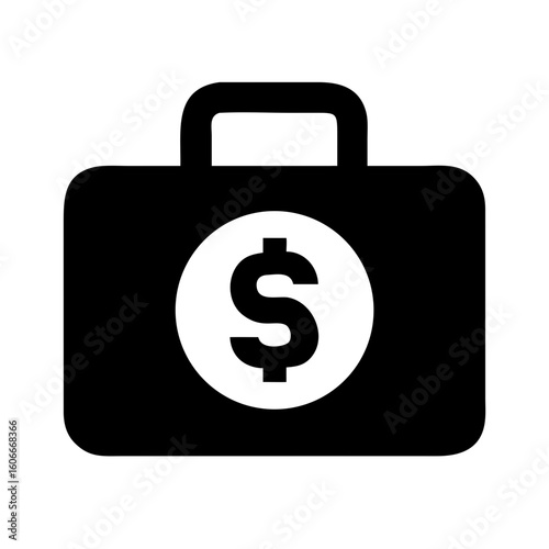 Money Briefcase Icon Representing Finance, Business, and Investment