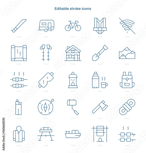 Adventure stroke icon. Adventure line icon set. editable stroke icon pack