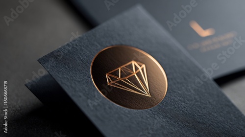 Luxury Business Card Design with Copper Foil Stamping of Diamond and Monogram